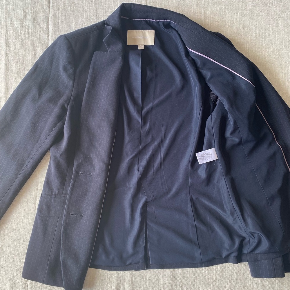 Banana Republic Navy Pinstripe Blazer